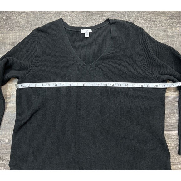 J. Jill Women's V-Neck Ribbed Knit Sweater Black Size Large Petite - Picture 6 of 10